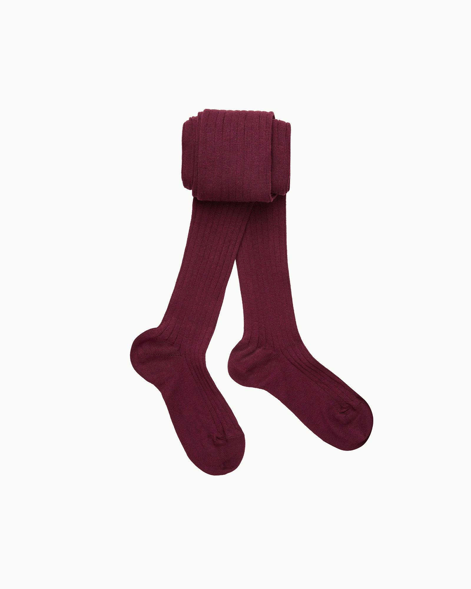 Ribbed Tights in Aubergine