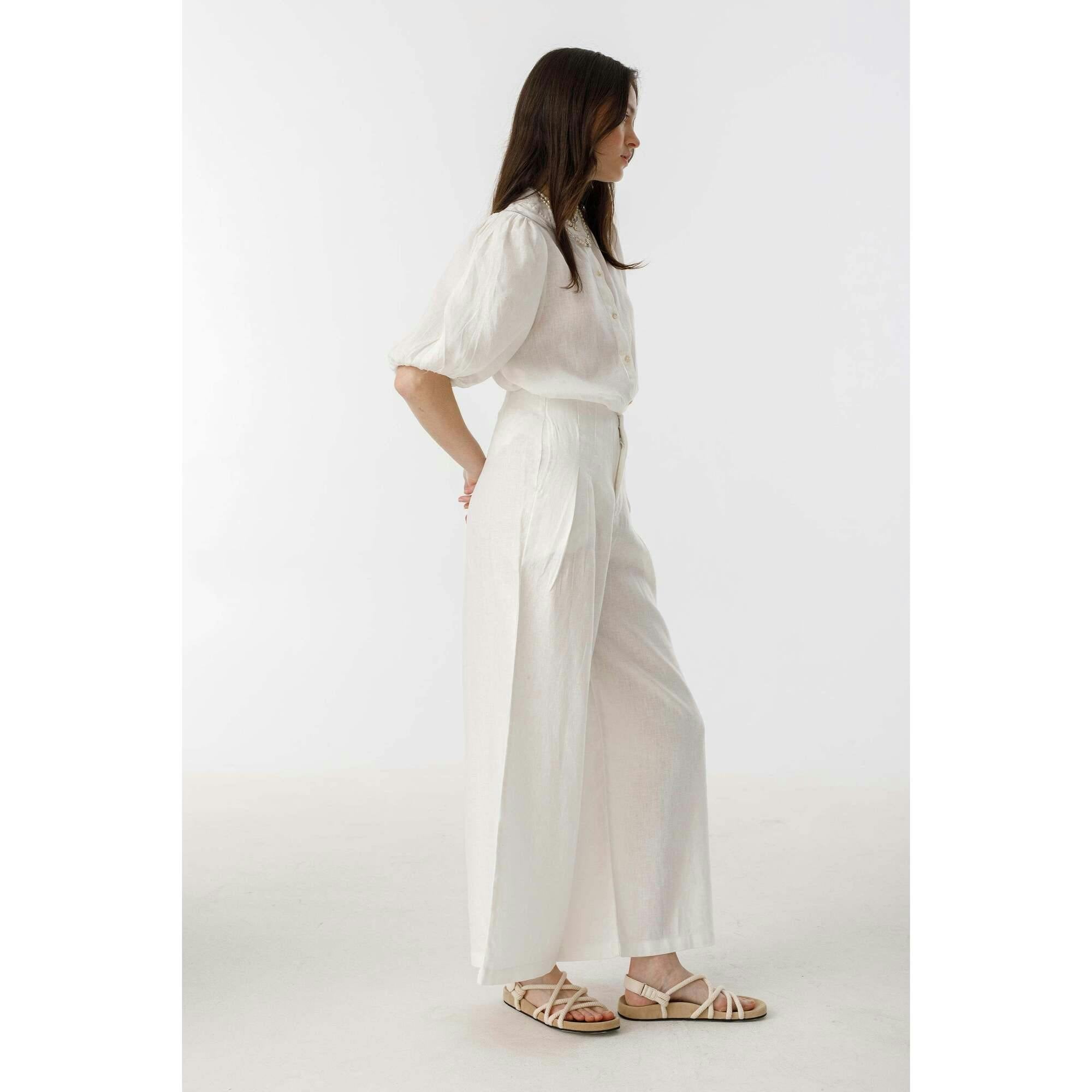 Culotte Linen Pants - Off White