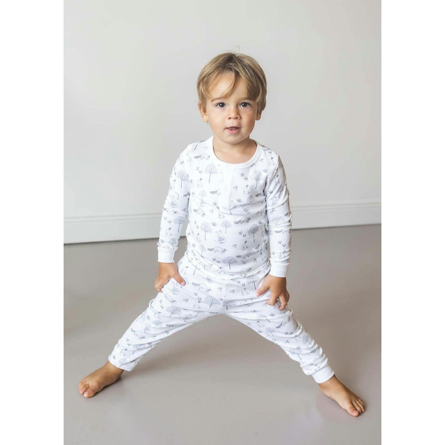 Gray Raccoon Pima Long Pajama Set