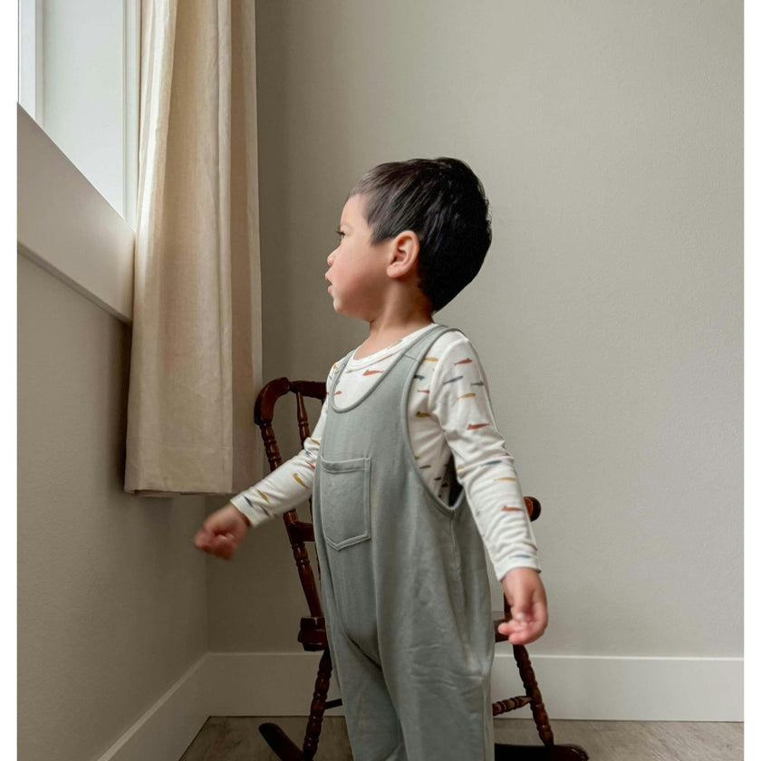 Bamboo Fleece Onesie Overall Set, White
