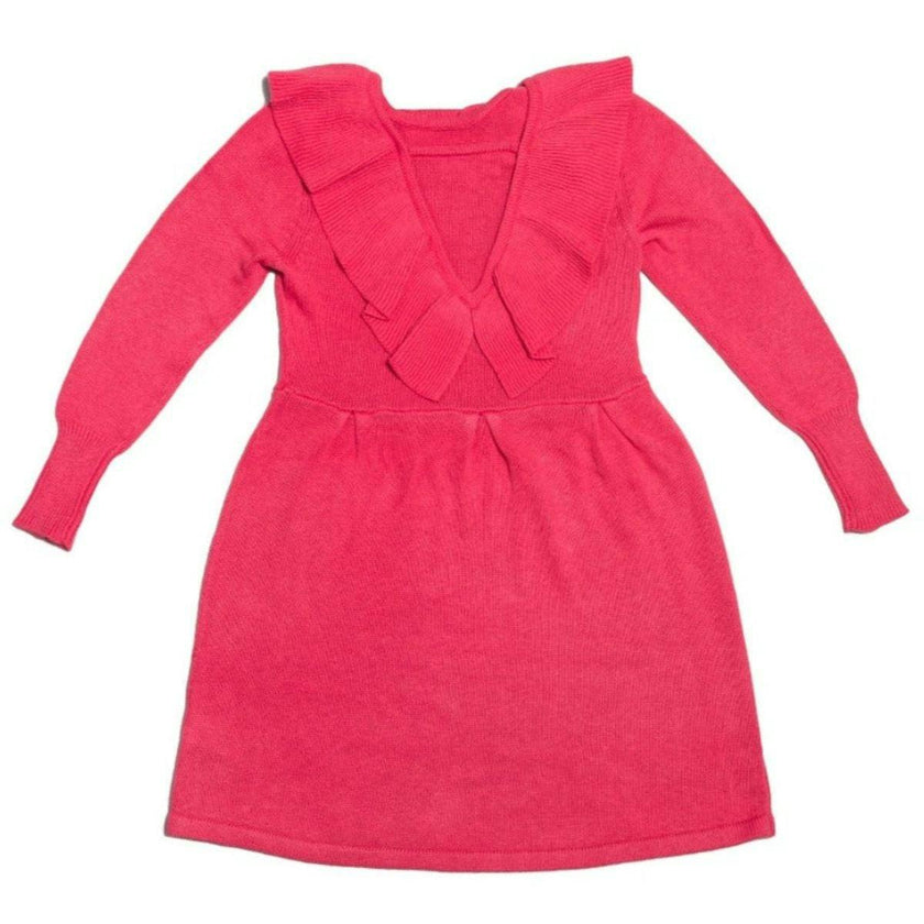 Ruffled V Dress | Raspberry