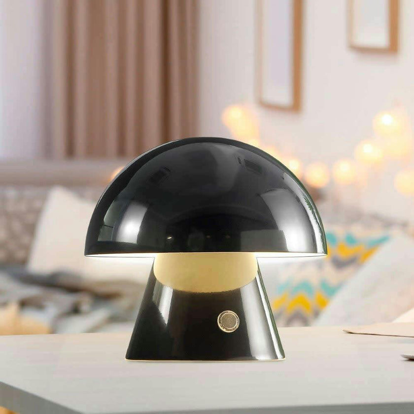 Porcini 7" Contemporary Bohemian Rechargeable/Cordless Iron Integrated LED Mushroom Table Lamp