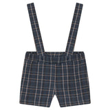 Woven Elastic Waist Plaid Overalls