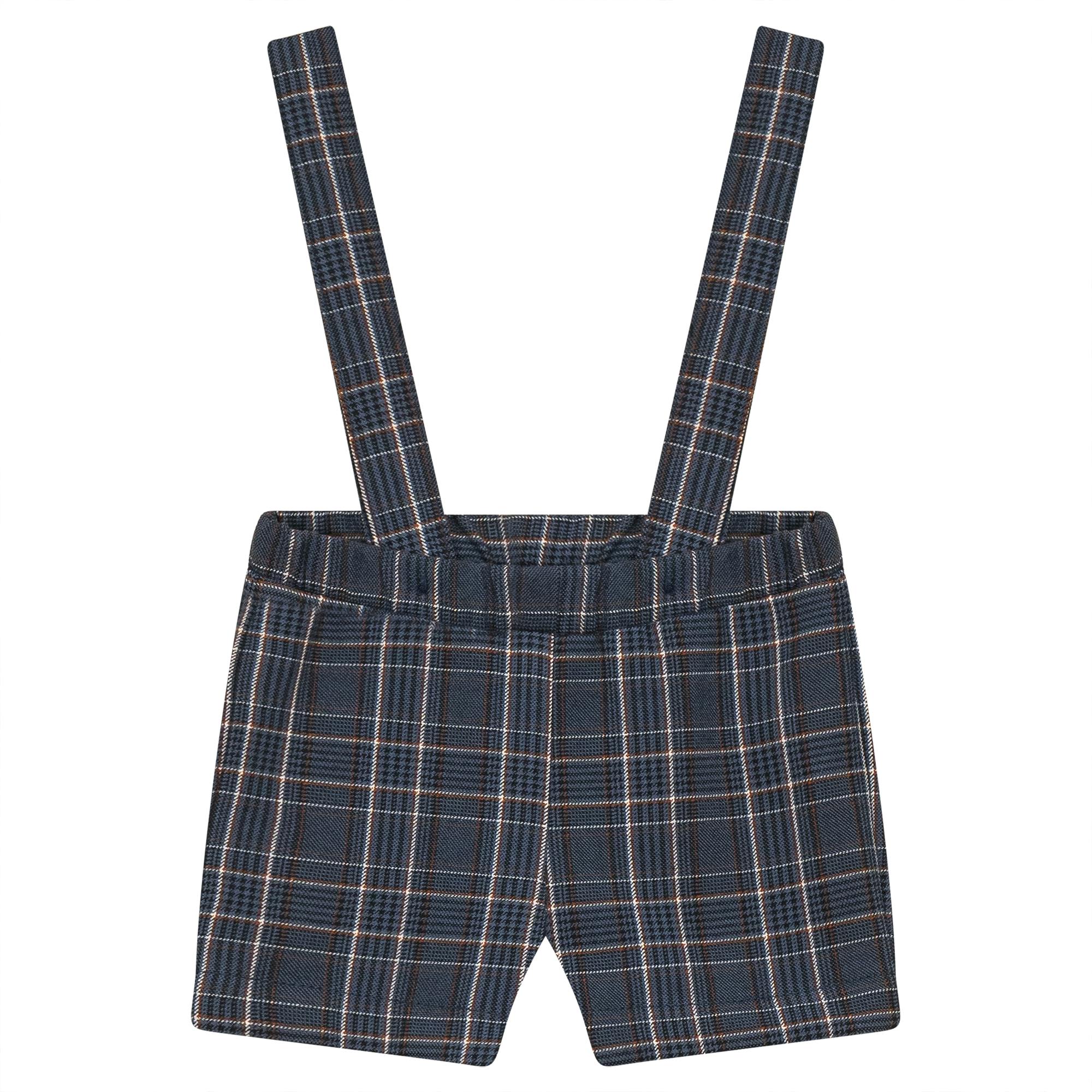 Woven Elastic Waist Plaid Overalls