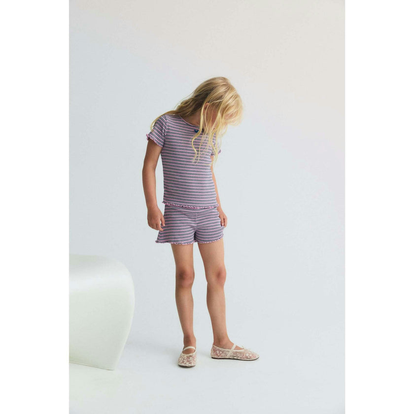 TNS Rib Tee Pink Lavander Mini Stripes