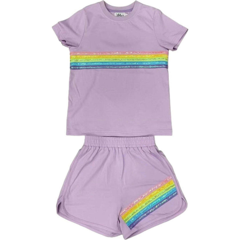 Rainbow Sequin Short Set Lavender