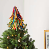 Handmade Hand Felted Wool Christmas Tree Topper - Multicolor Fringe