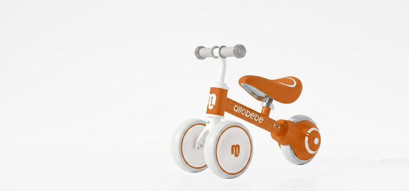 Allobebe Baby Balance Bike for Ages 1-3 – Adjustable Seat, Silent & Soft 3-Wheel Ride-On, Light Blue