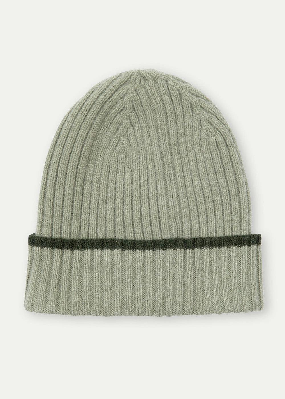 Merino Cashmere Ribbed Rolled-Up Beanie