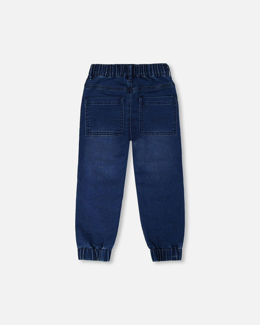 Stretch French Terry Denim Jogger Navy Blue