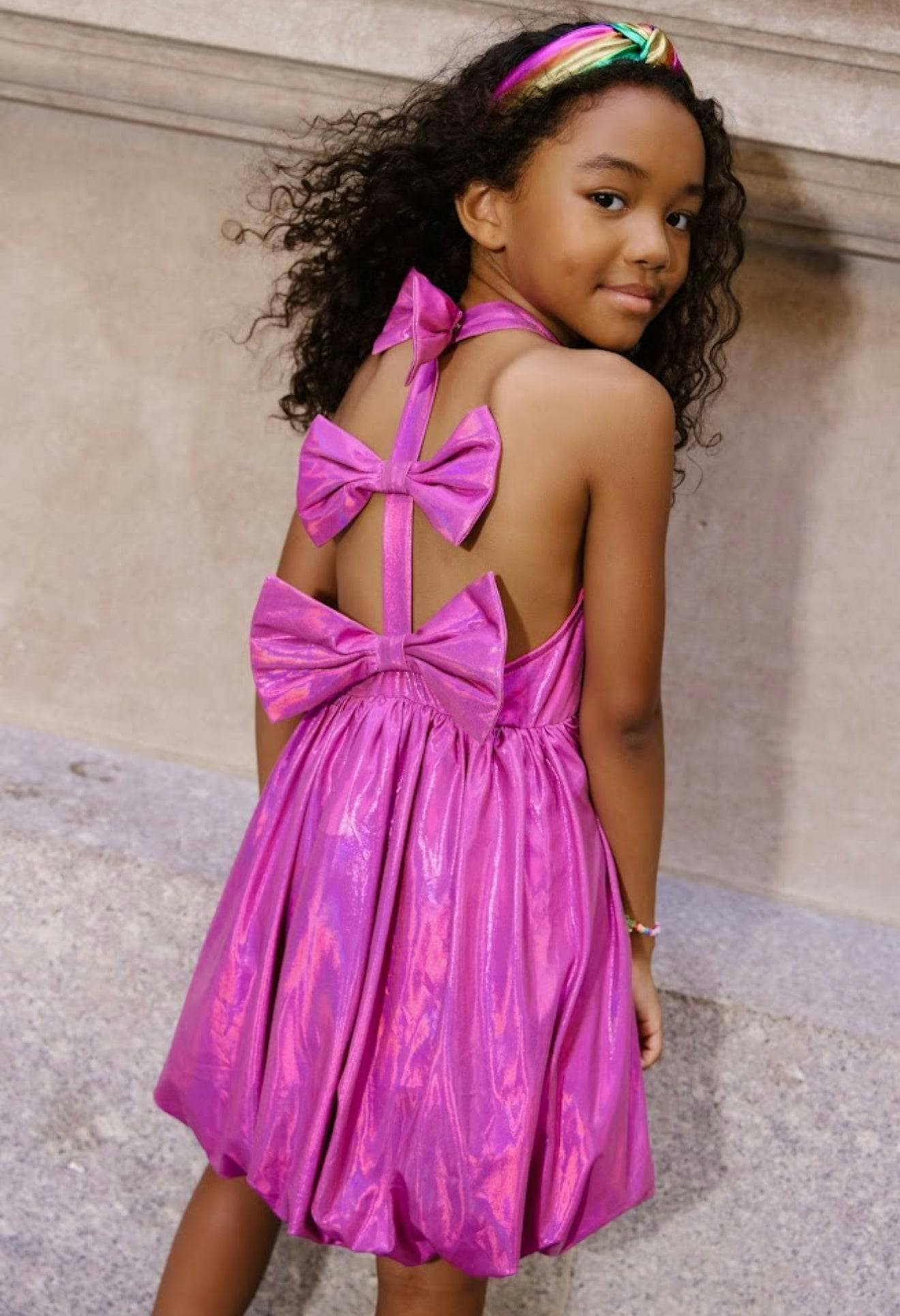 Metallic Bow Bubble Dress