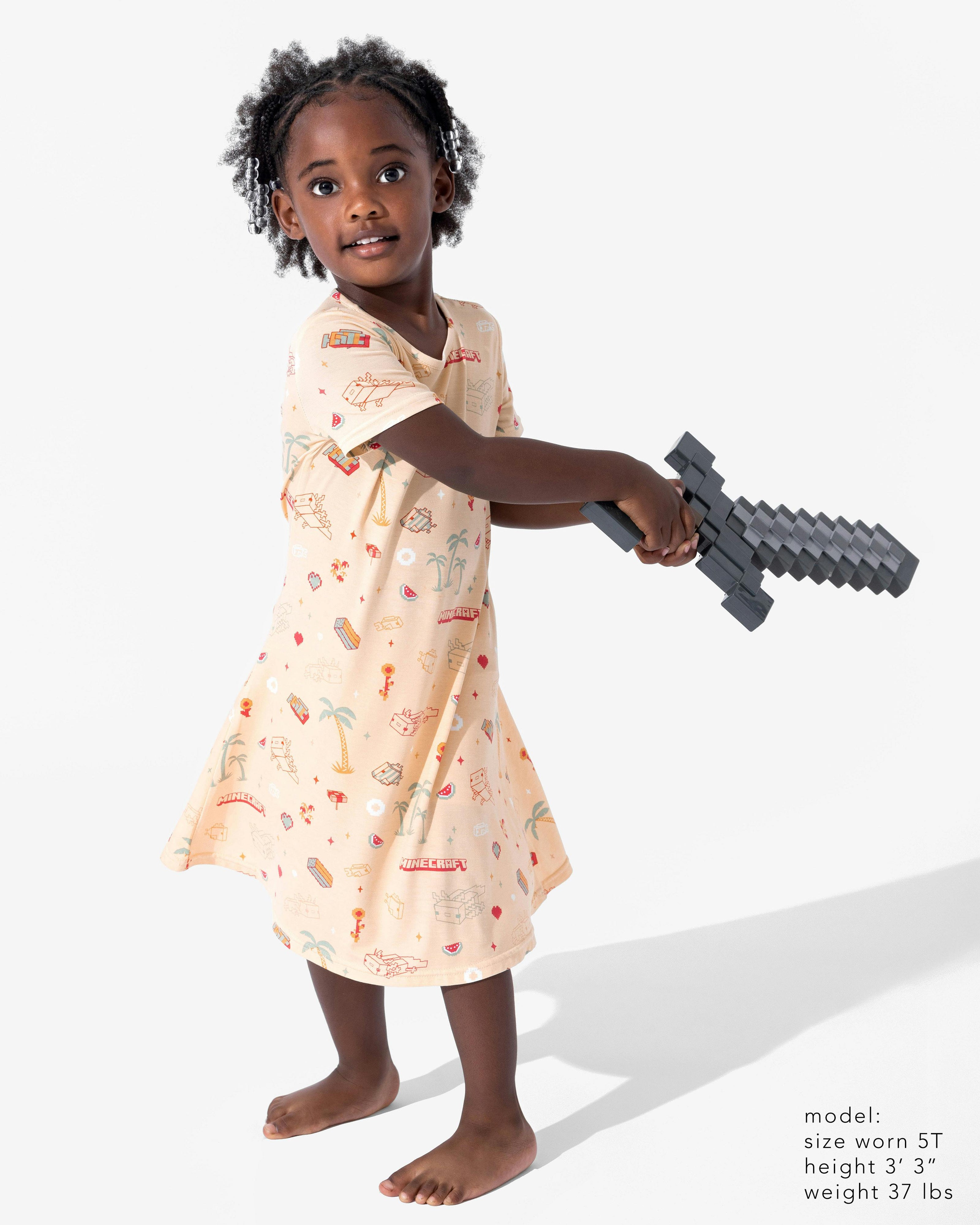 Minecraft: Summer Vibes Bamboo Girls' Short Sleeve Dress