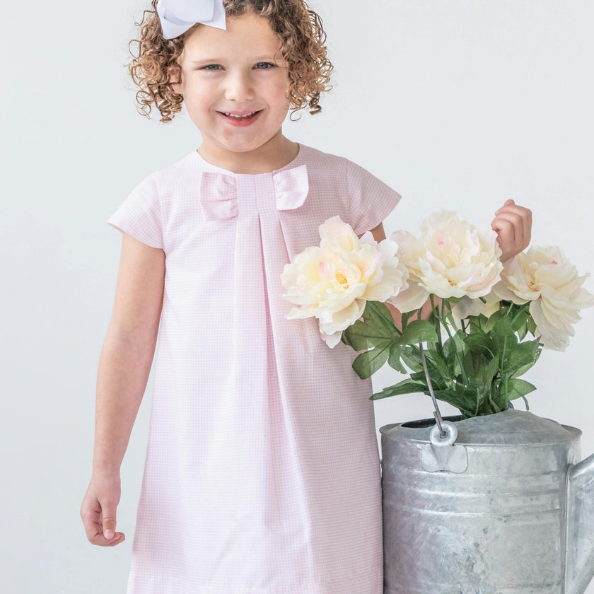 Pique Dress With Pleat And Bow