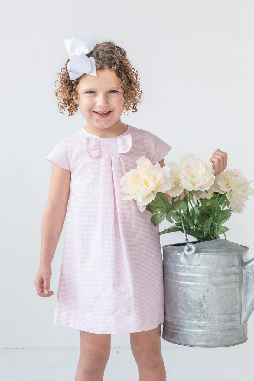 Pique Dress With Pleat And Bow