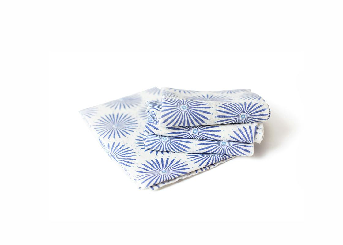 Iris Blue Burst Kitchen Towels Set of 4