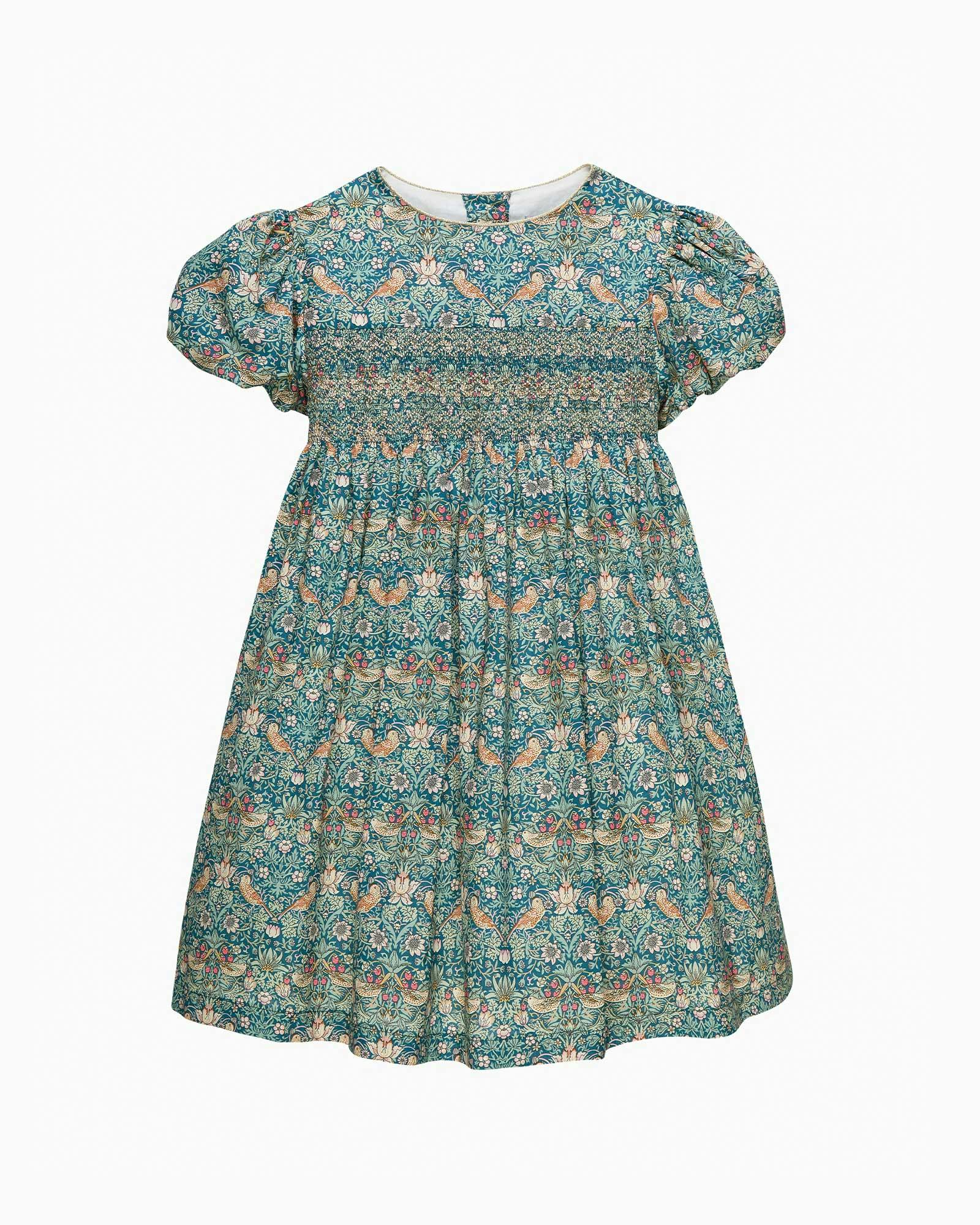 Smocked Party Dress in Strawberry Thief