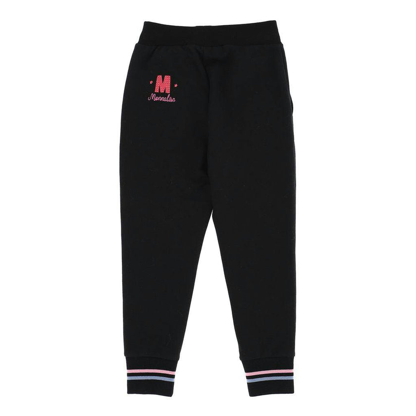 Black & Pink Slogan Print Trousers