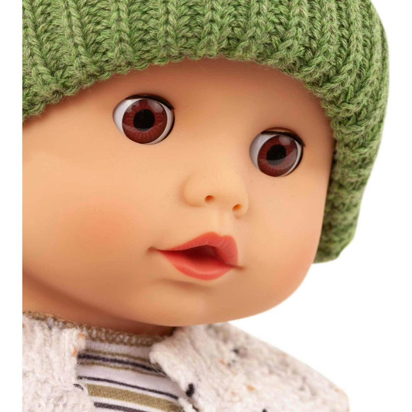 Muffin Baby 13" Baby Doll with Sleepy Brown Eyes and Striped City Outfit