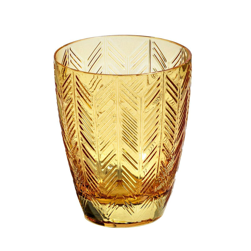 Water Glasses ZIG ZAG Set of 6  Amber 11.8 oz, diam. 3.3", H 4"