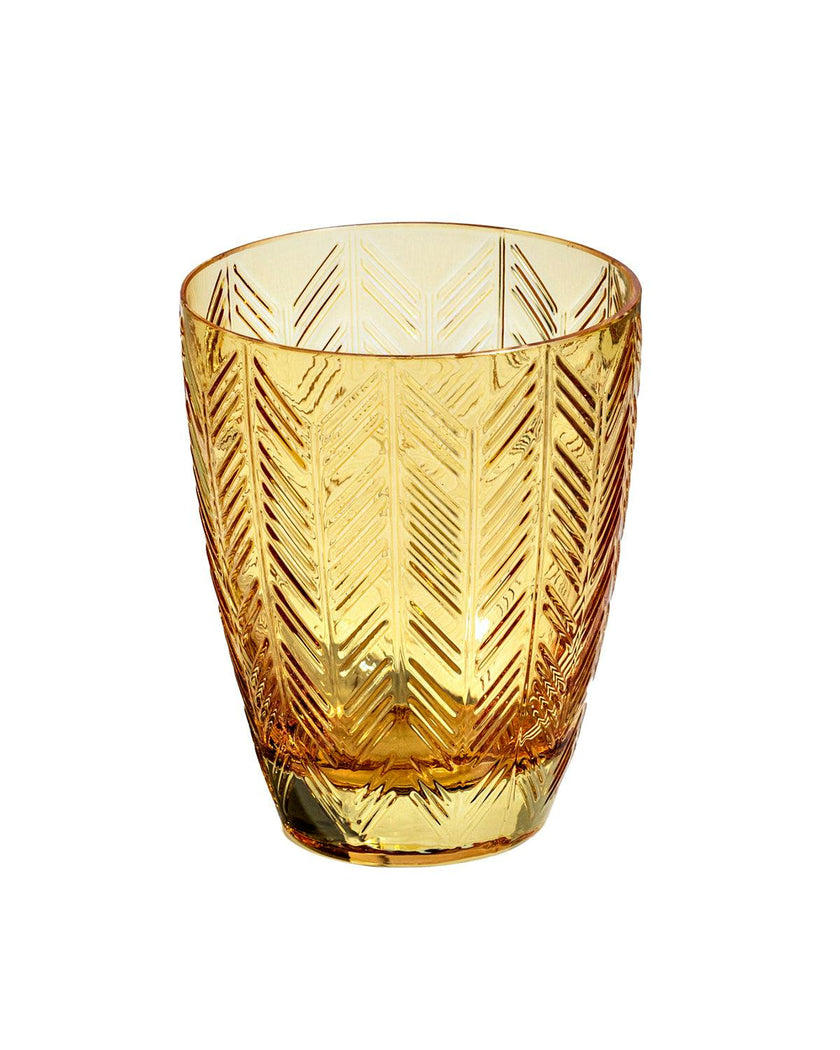 Water Glasses ZIG ZAG Set of 6  Amber 11.8 oz, diam. 3.3", H 4"