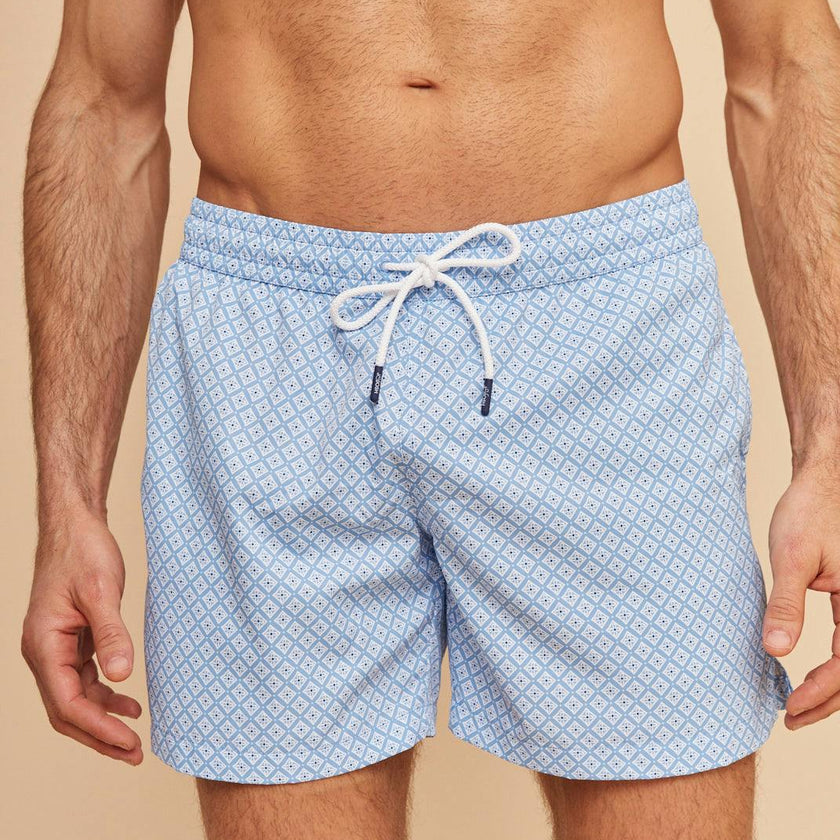 Sky Blue Geo Men's Swim Shorts