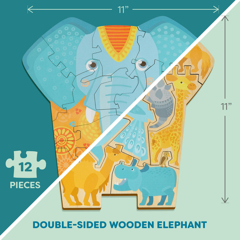 Bundle of Animal 2 in 1 Puzzles (Parrot, Elephant & Butterfly)