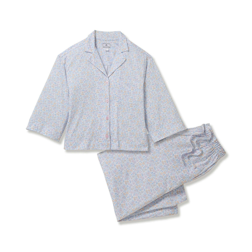 The Olivia Wide Leg Pajama Set in Fleur Blanche