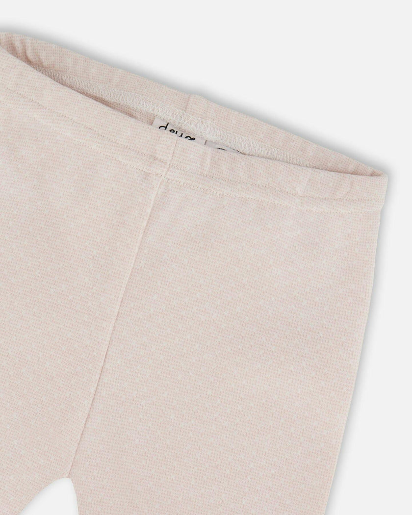 Bi-Material Dress and Leggings Set Old Pink
