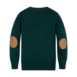 Organic V-Neck Sweater with Elbow Patches