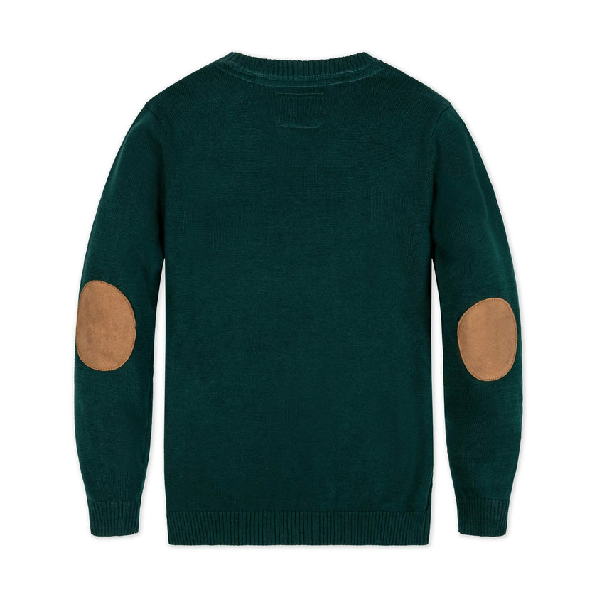 Organic V-Neck Sweater with Elbow Patches