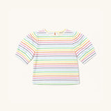 Puff Sleeve Tee in Rainbow Heart Stripe