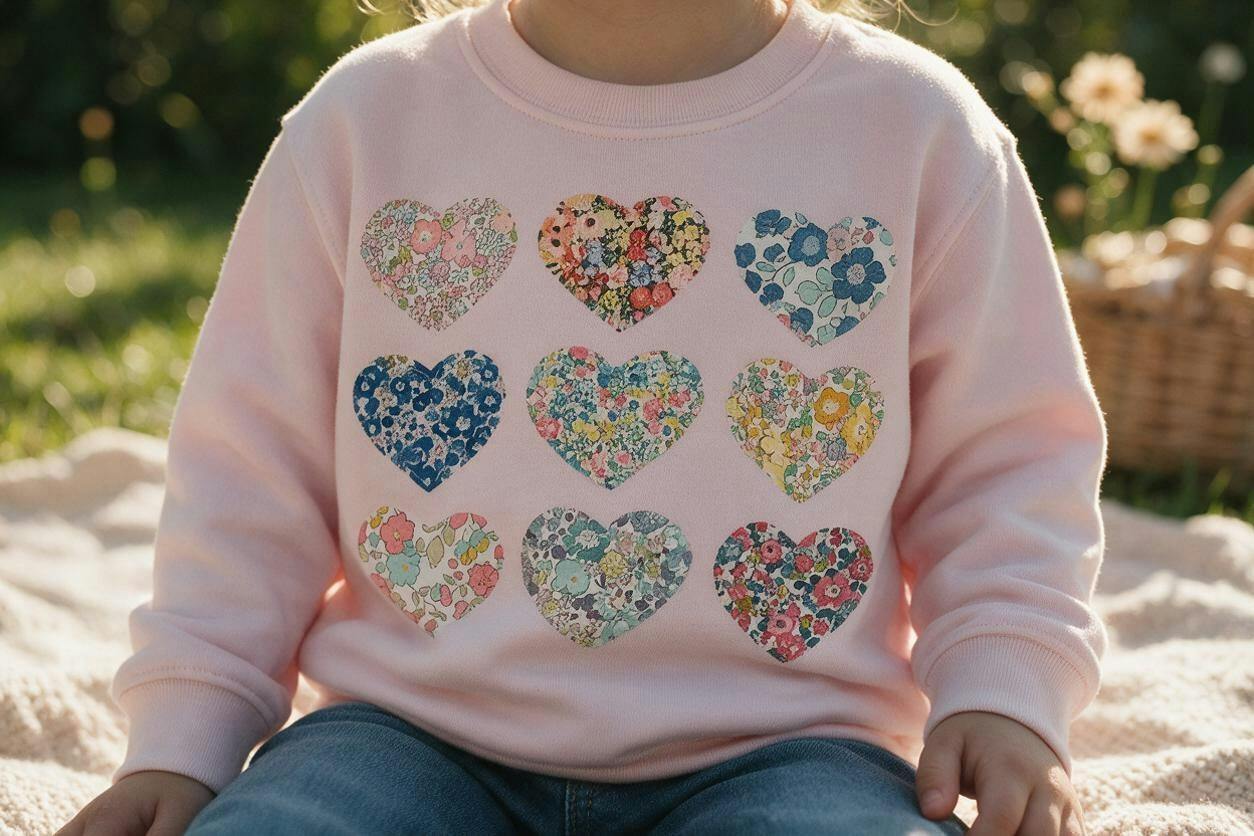 Liberty of London Children's hearts design pale pink jumper