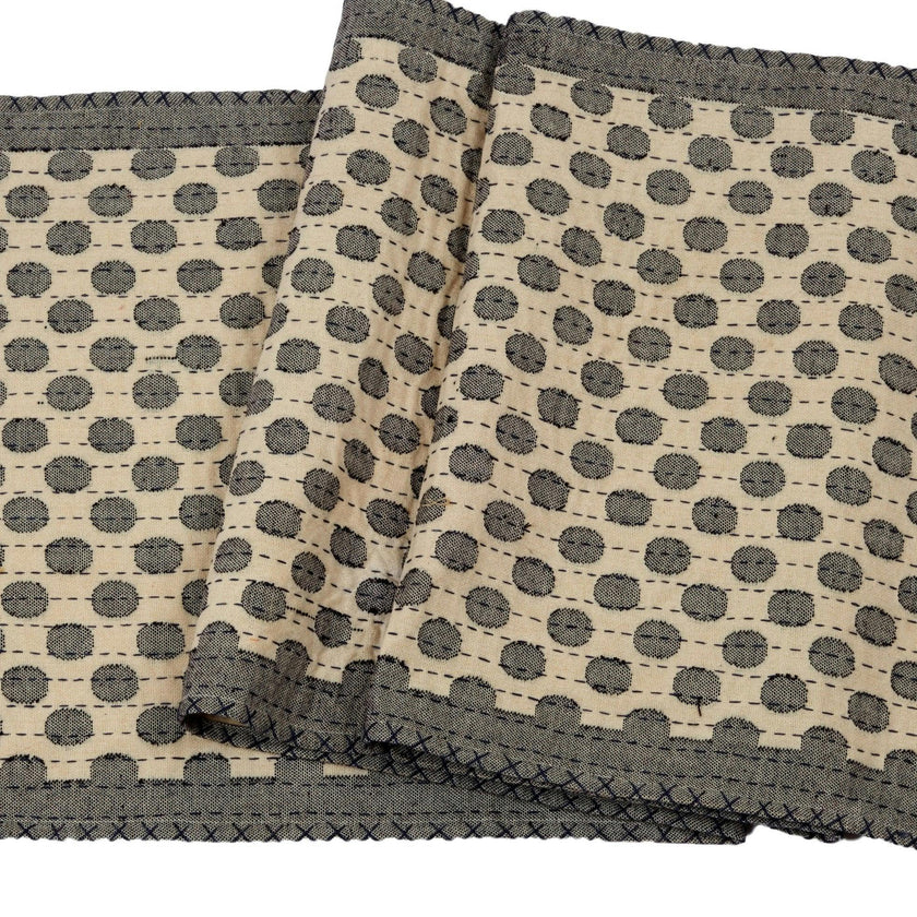 Artisan Hand Loomed Cotton Table Runner - Gray Dots - 18"x96" Arcadia Home