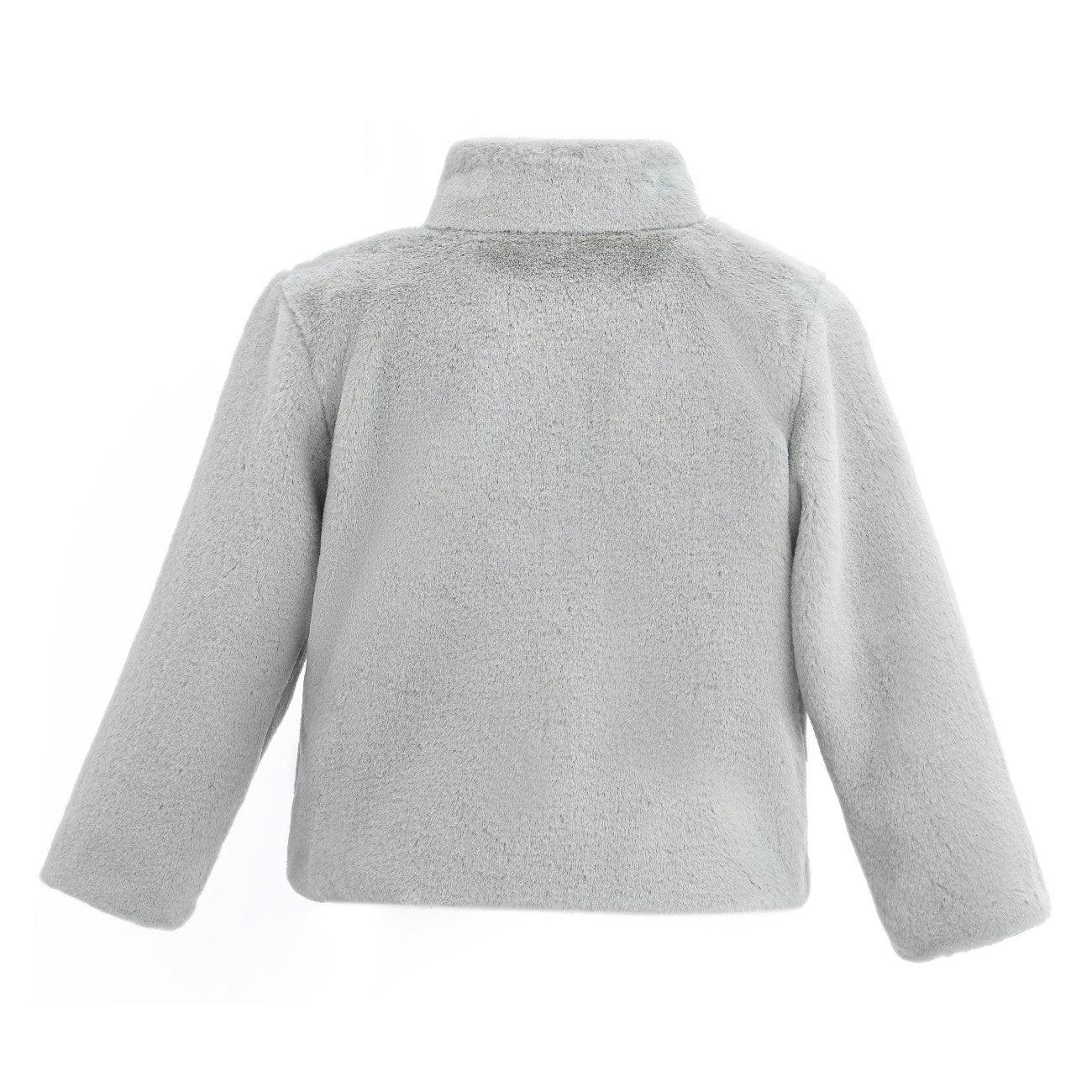 Gray Plush Asymmetrical Coat