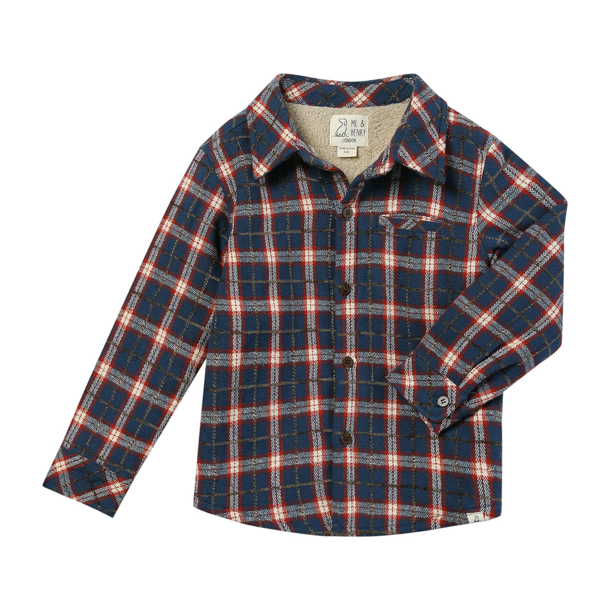 ADVENTURER blue/rust plaid sherpa lined shacket