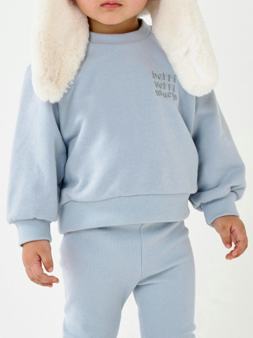 Embroidered Cotton Leggings Blue