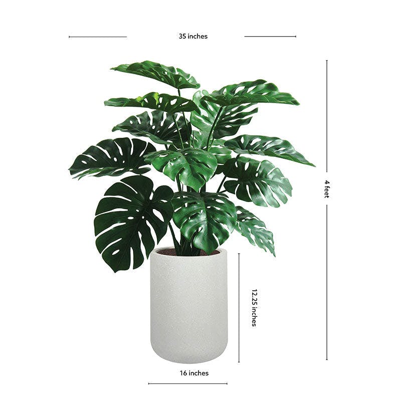 monstera deliciosa 4 inch 48" Artificial Monstera Plant in Gray Planter