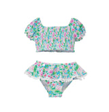 UPF 50+ Gemma Two-Piece Smocked Pom-Pom Swimsuit
