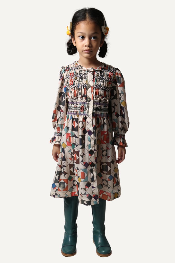LUNA SMOCKED SHIRT DRESS