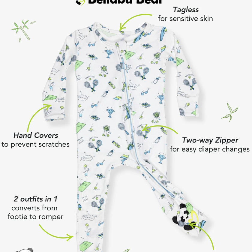 Tennis Bamboo Convertible Footie