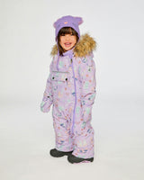 Baby One Piece Snowsuit Adapted For Car Seats Purple Cat Print