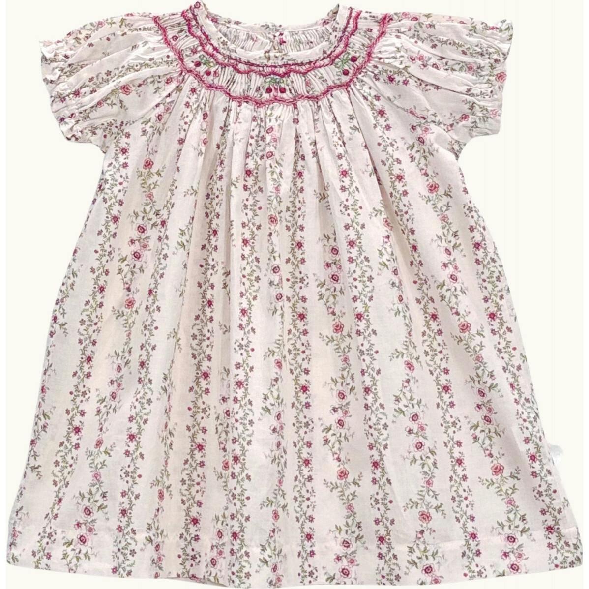 Baby Dress Cherry Hand-Smocked Roses Farandole, Florals