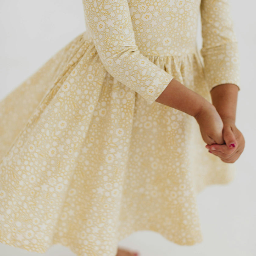 3/4 Sleeve Twirl Dress in Buttercup