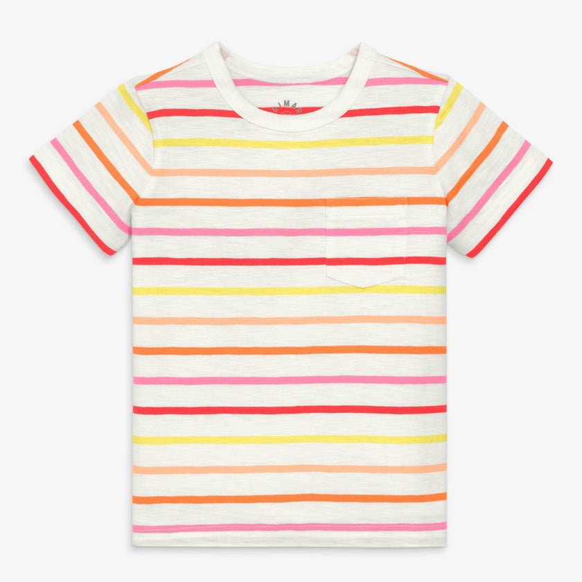 Clearance kids slub pocket tee in multi stripe