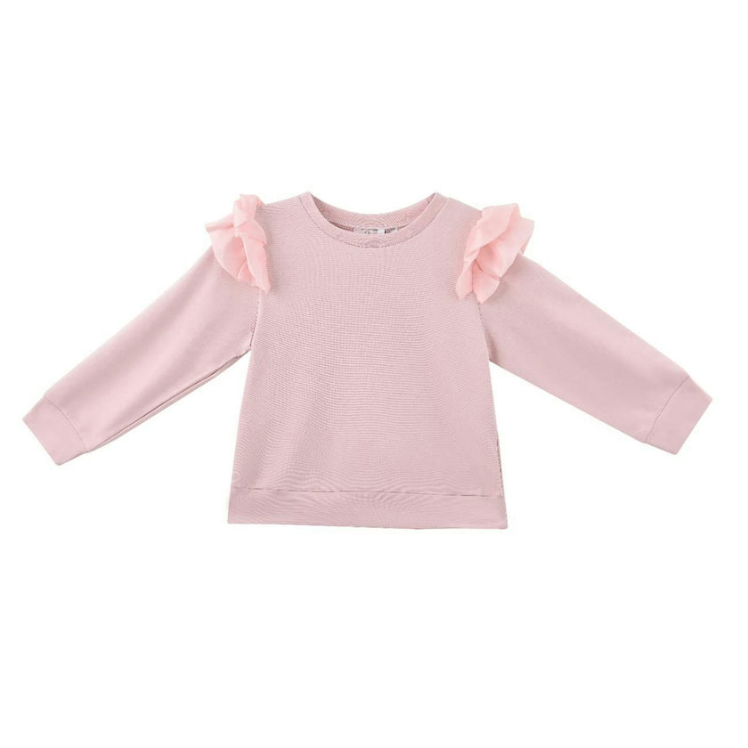 Pastel Pink Ruffle-Shoulder Set