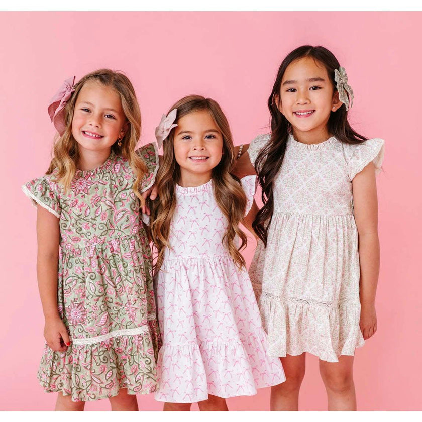 Block Print Bloom Ruffle Dress