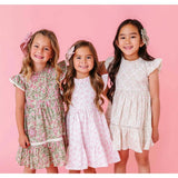 Block Print Bloom Ruffle Dress