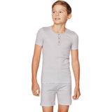 Kid's Pima Snug Fit Pajama Short Set in Pink Stripe