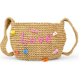 Girls Wicker Crossbody Message Charm Tote