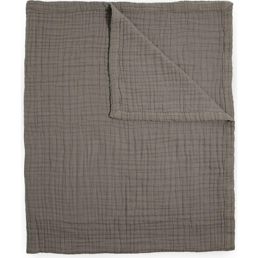 Cotton Muslin Quilted Throw - Mocha